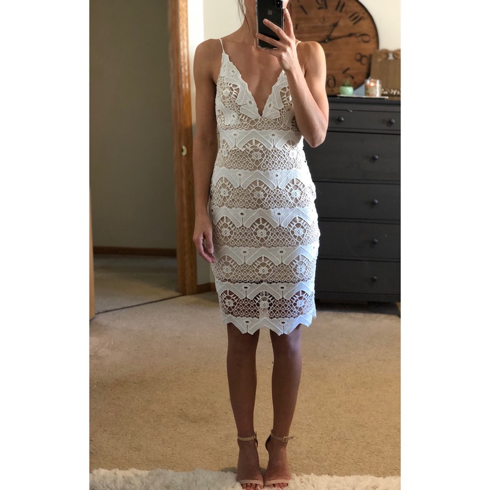 White lace midi dress